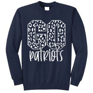 Patriots Team Mascot School Spirit Game Night Leopard Print Tall Sweatshirt