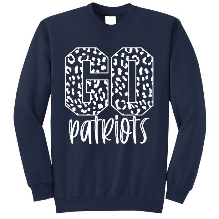 Patriots Team Mascot School Spirit Game Night Leopard Print Tall Sweatshirt