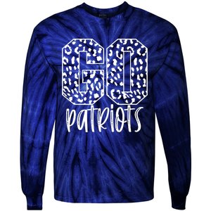 Patriots Team Mascot School Spirit Game Night Leopard Print Tie-Dye Long Sleeve Shirt