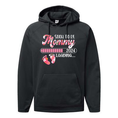 Promoted To Mommy Est 2024 New Mom First Mommy Performance Fleece Hoodie