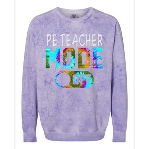 Pe Teacher Mode Off Happy Last Day Of School Tie Dye Summer Colorblast Crewneck Sweatshirt