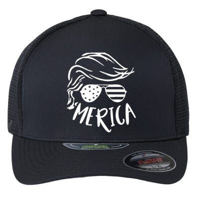 President Trump Merica Great Gift Flexfit Unipanel Trucker Cap