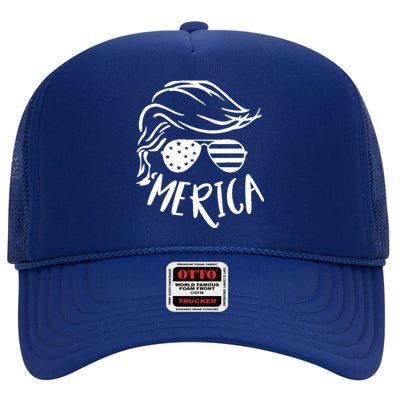 President Trump Merica Great Gift High Crown Mesh Back Trucker Hat