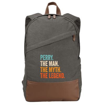 Perry The Man The Myth The Legend First Name Perry Cotton Canvas Backpack