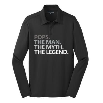 POPS THE MAN THE MYTH THE LEGEND Father's Day Gift Grandpa Silk Touch Performance Long Sleeve Polo