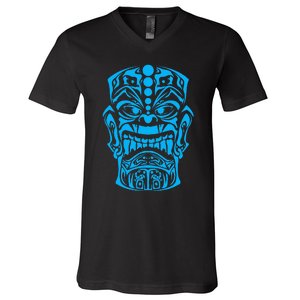 Polynesian Tiki Maori Hawaiian Tribal V-Neck T-Shirt