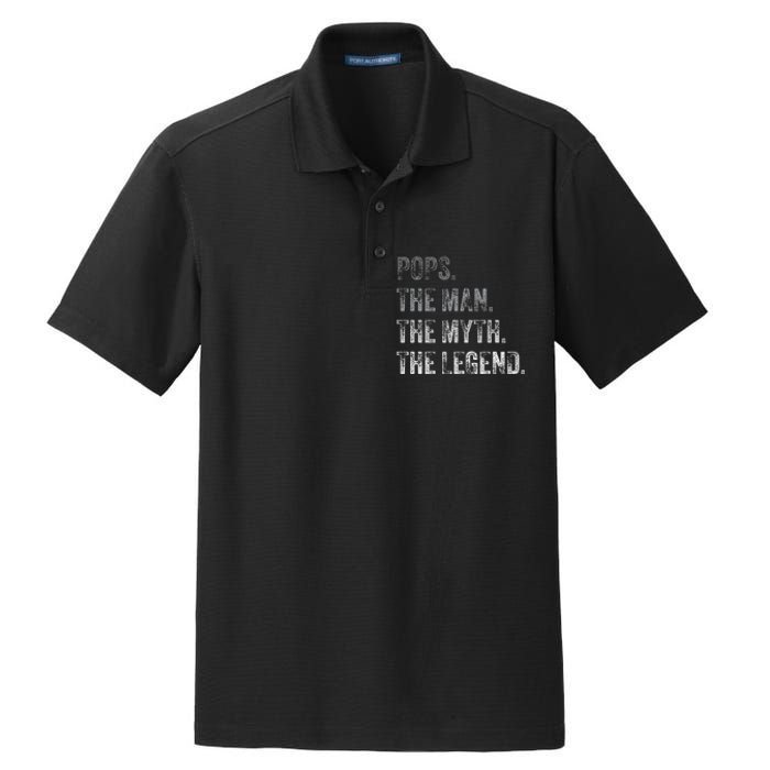 Pops The Man The Myth The Legend Vintage Father's Day Gift Dry Zone Grid Polo