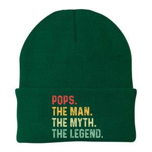 Pops The Man The Myth The Legend Fathers Day Gift Grandpa Knit Cap Winter Beanie