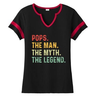 Pops The Man The Myth The Legend Fathers Day Gift Grandpa Ladies Halftime Notch Neck Tee