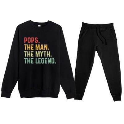 Pops The Man The Myth The Legend Fathers Day Gift Grandpa Premium Crewneck Sweatsuit Set