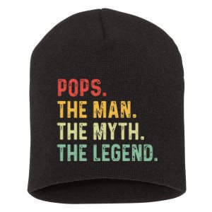 Pops The Man The Myth The Legend Fathers Day Gift Grandpa Short Acrylic Beanie