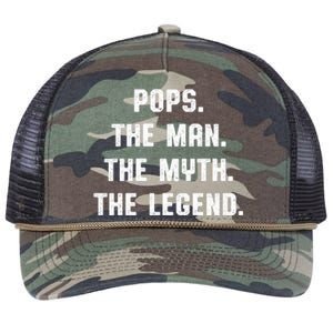 Pops The Man The Myth The Legend Retro Rope Trucker Hat Cap