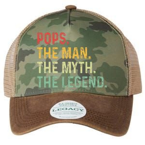 Pops The Man The Myth The Legend Fathers Day Gift Grandpa Legacy Tie Dye Trucker Hat