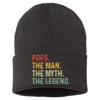 Pops The Man The Myth The Legend Fathers Day Gift Grandpa Sustainable Knit Beanie