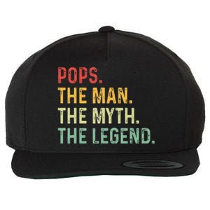 Pops The Man The Myth The Legend Fathers Day Gift Grandpa Wool Snapback Cap