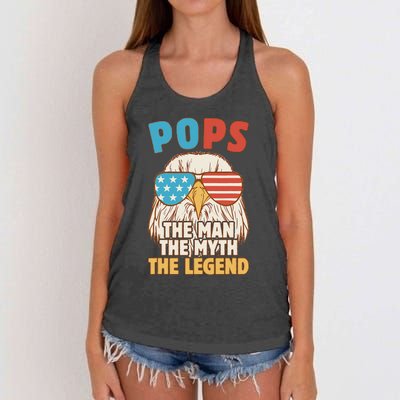 Pops The Man The Myth The Legend Father's Day Grandpa Women's Knotted Racerback Tank