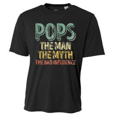 Pops The Man The Myth The Bad Influence Father's Day Cooling Performance Crew T-Shirt