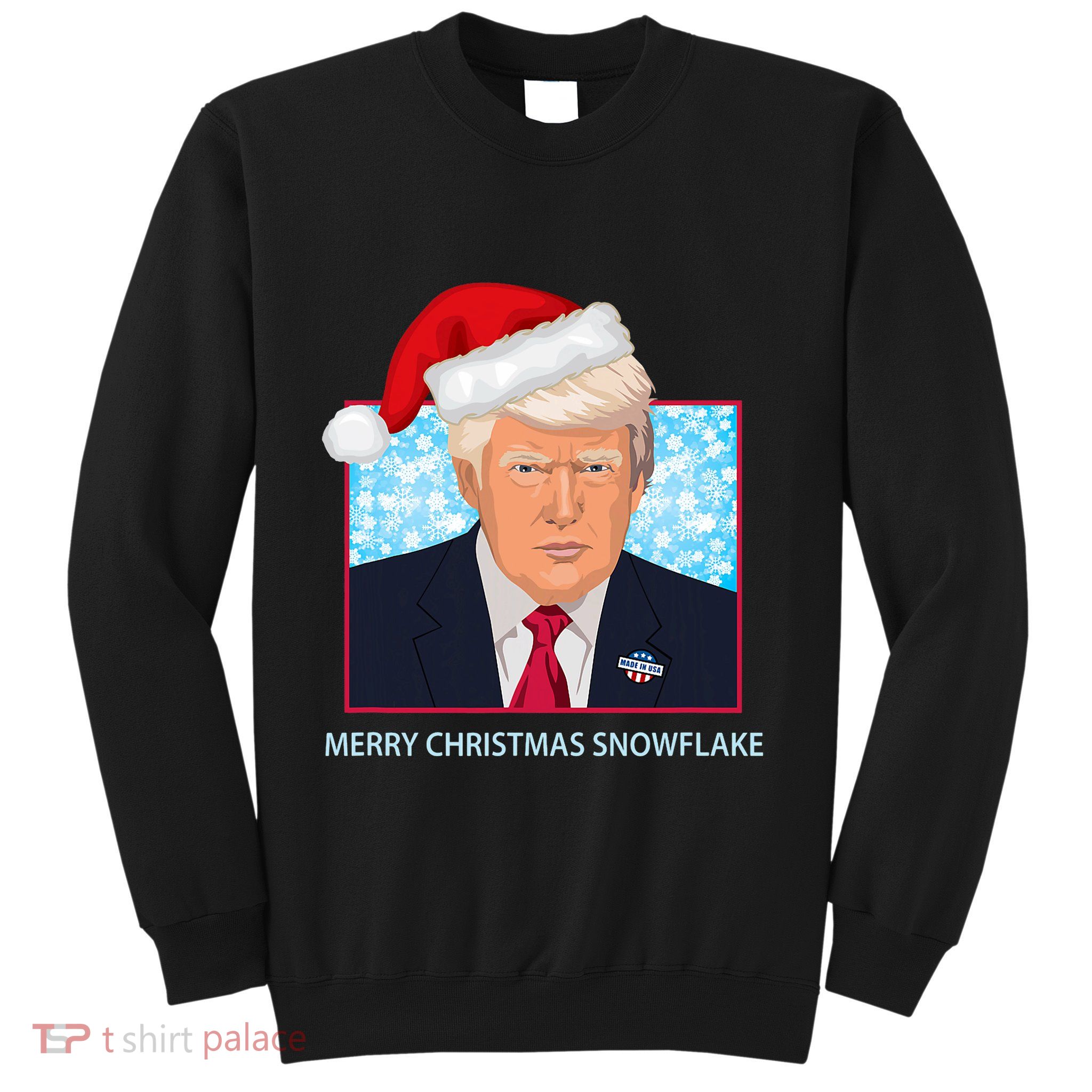 President Trump Merry Christmas Snowflake Happy Holidays Sweatshirt