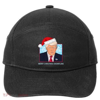 President Trump Merry Christmas Snowflake Happy Holidays 7-Panel Snapback Hat