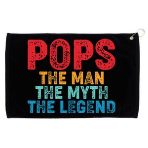 Pops The Man The Myth The Legend Fathers Day Grandpa Grommeted Golf Towel