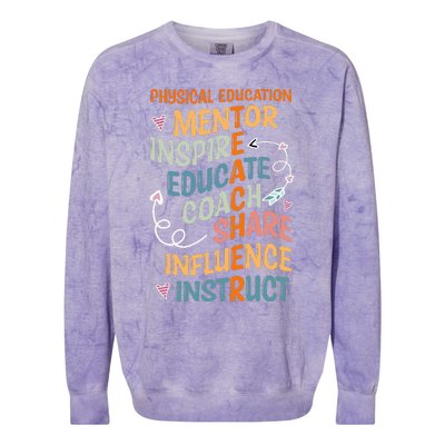 PE Teacher Mentor Physical Education Teacher Colorblast Crewneck Sweatshirt