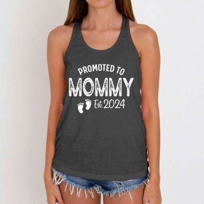 Promoted To Mommy 2024 Soon To Be Mama Funny New Mom Women's Knotted Racerback Tank