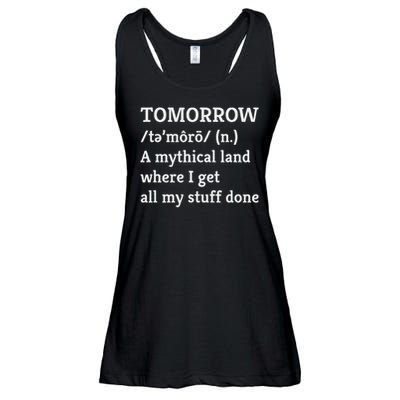 Procrastination, Tomorrow, Mythical Land, Funny Ladies Essential Flowy Tank