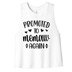 Promoted To Memaw Again Reveal Memaw To Be Gift Women's Racerback Cropped Tank