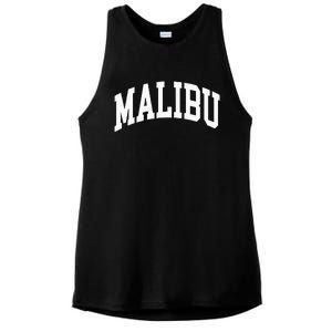 Preppy Trendy Malibu California CA Font Ladies PosiCharge Tri-Blend Wicking Tank