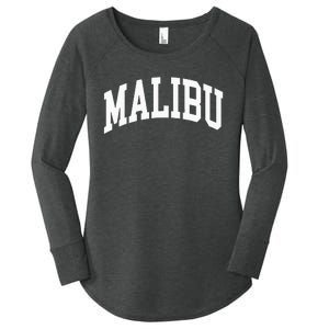 Preppy Trendy Malibu California CA Font Women's Perfect Tri Tunic Long Sleeve Shirt