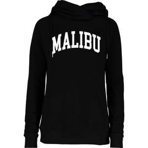 Preppy Trendy Malibu California CA Font Womens Funnel Neck Pullover Hood