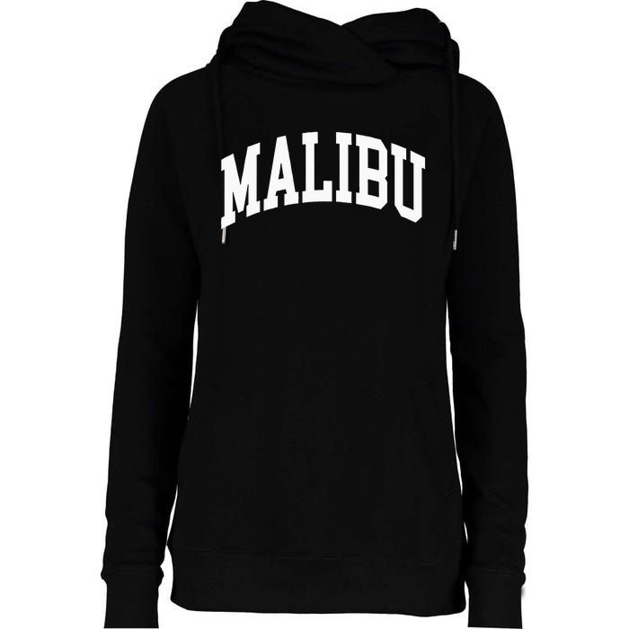 Preppy Trendy Malibu California CA Font Womens Funnel Neck Pullover Hood