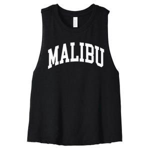 Preppy Trendy Malibu California CA Font Women's Racerback Cropped Tank