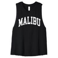 Preppy Trendy Malibu California CA Font Women's Racerback Cropped Tank