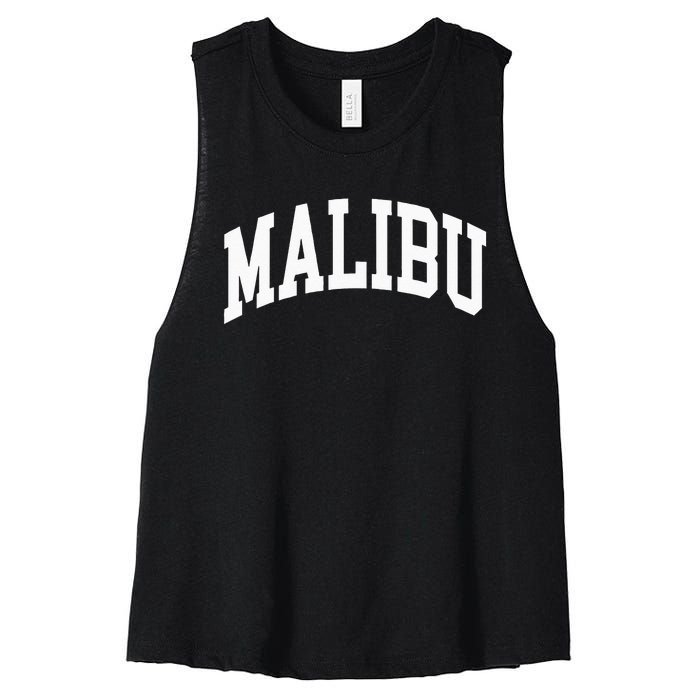 Preppy Trendy Malibu California CA Font Women's Racerback Cropped Tank