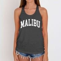 Preppy Trendy Malibu California CA Font Women's Knotted Racerback Tank