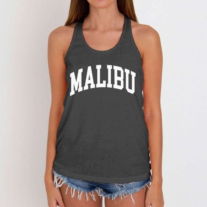 Preppy Trendy Malibu California CA Font Women's Knotted Racerback Tank