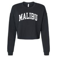 Preppy Trendy Malibu California CA Font Cropped Pullover Crew