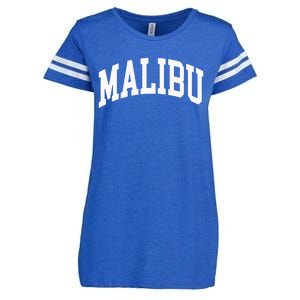 Preppy Trendy Malibu California CA Font Enza Ladies Jersey Football T-Shirt