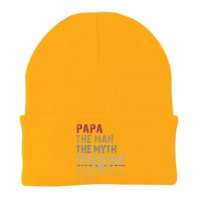 Papa The Man The Myth The Bad Influence He Knows Everything Knit Cap Winter Beanie