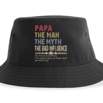 Papa The Man The Myth The Bad Influence He Knows Everything Sustainable Bucket Hat