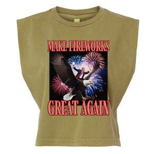 Patriotic Trump Make Fireworks Great Again 4th July New Year Garment-Dyed Women's Muscle Tee