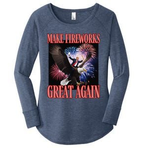 Patriotic Trump Make Fireworks Great Again 4th July New Year Women's Perfect Tri Tunic Long Sleeve Shirt