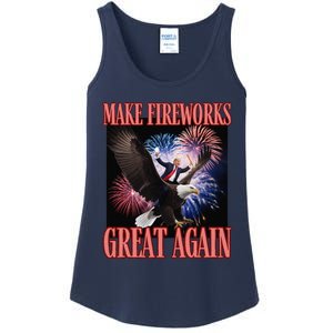 Patriotic Trump Make Fireworks Great Again 4th July New Year Ladies Essential Tank