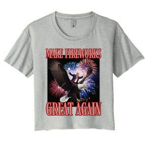 Patriotic Trump Make Fireworks Great Again 4th July New Year Women's Crop Top Tee