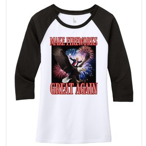 Patriotic Trump Make Fireworks Great Again 4th July New Year Women's Tri-Blend 3/4-Sleeve Raglan Shirt