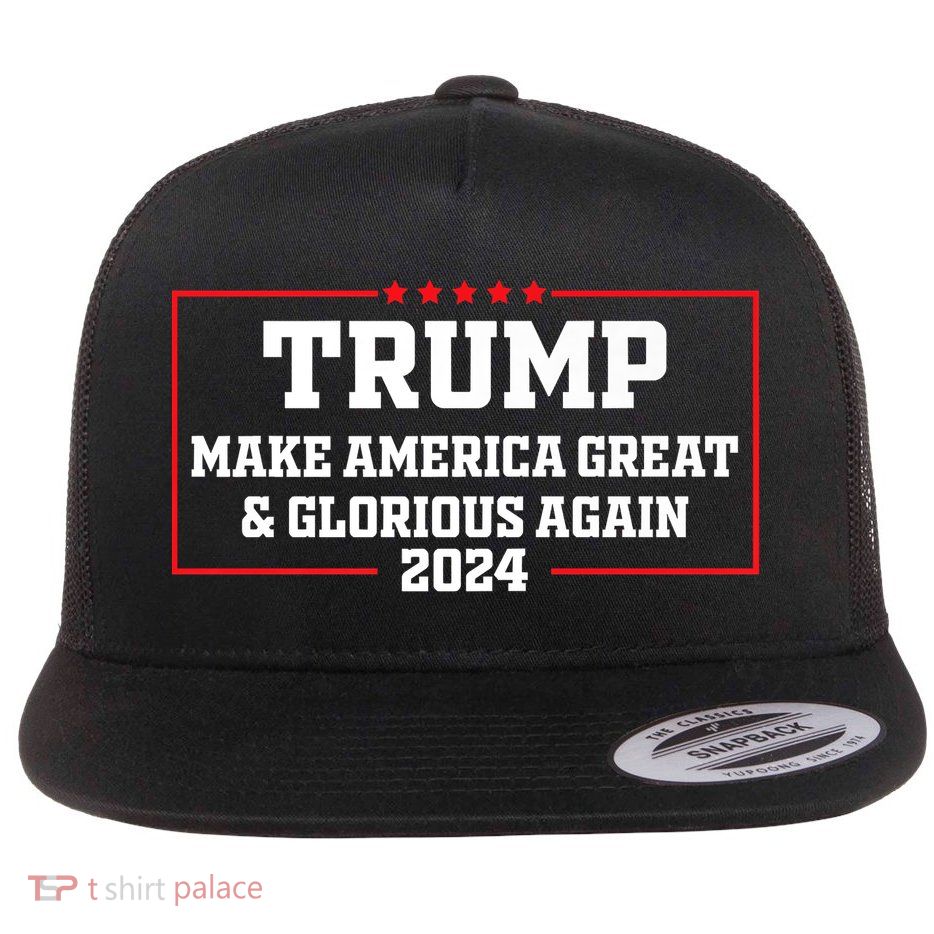 PRO TRUMP Magaga Make America Great And Glorious Again Support Trump 2024 Flat Bill Trucker Hat