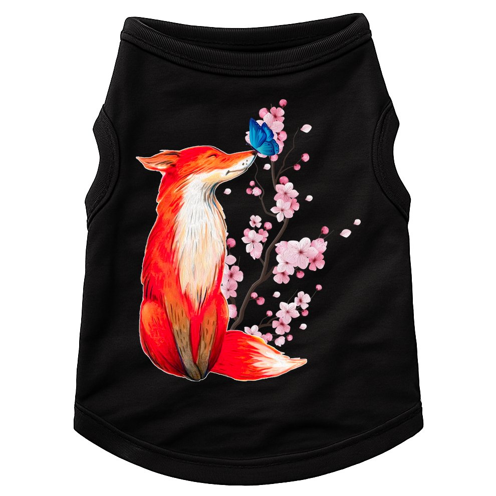 Pleased To Meet You, Japanese Fox With Cherry Blossoms Doggie Tank