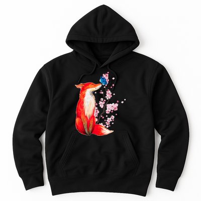 Pleased To Meet You, Japanese Fox With Cherry Blossoms Hoodie