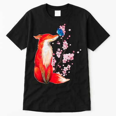 Pleased To Meet You, Japanese Fox With Cherry Blossoms Tall T-Shirt